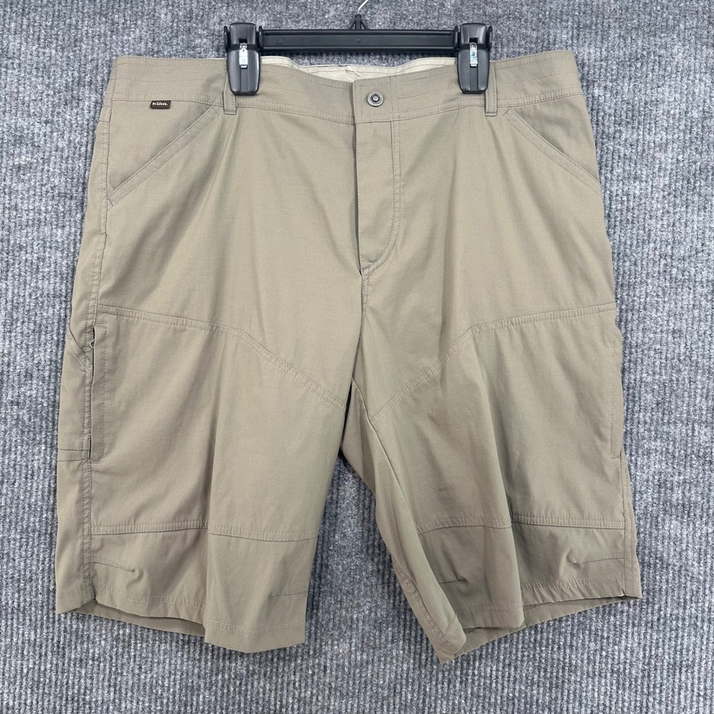 KUHL Hiking Shorts Men 42 Khaki Excellent Technical Outdoor Trail Utility